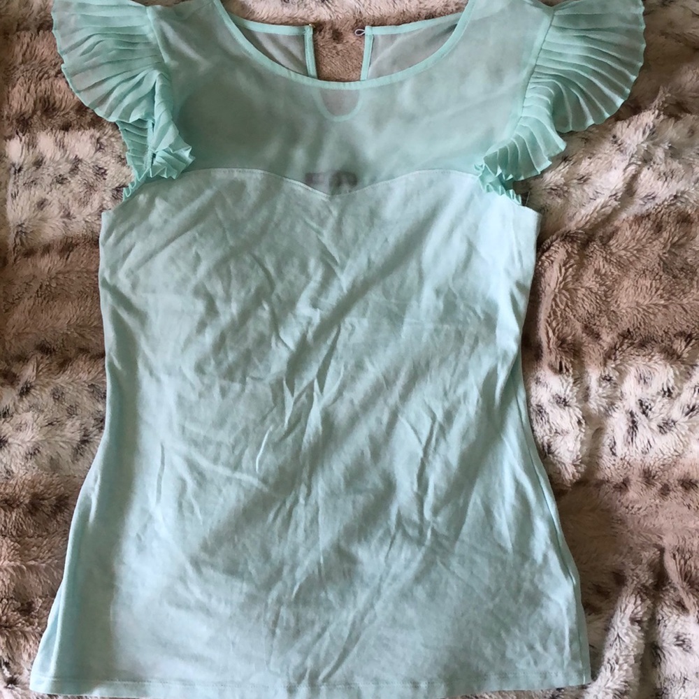 Express Flutter Sleeve Top with Mesh